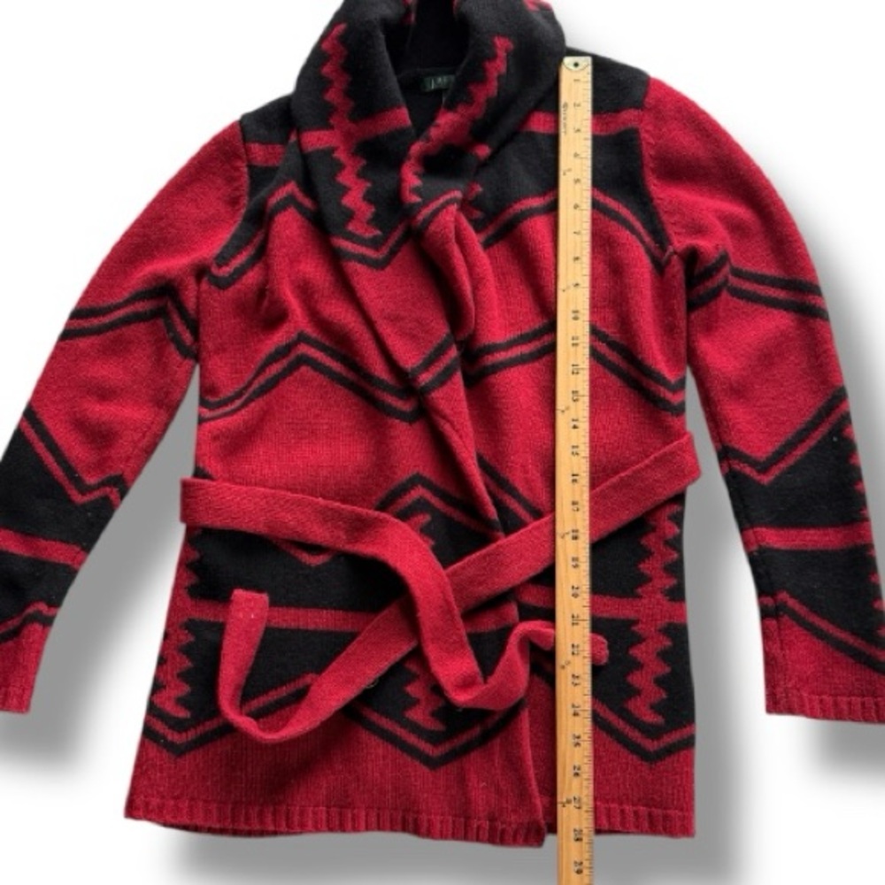 Lauren Ralph Lauren Southwestern Aztec LambsWool Cardigan Sweater Size Small - Picture 8 of 9